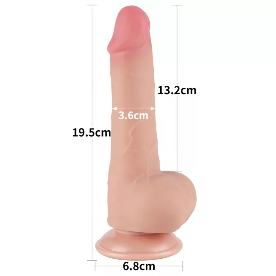 Sliding-Skin - dvouvrstvé dildo s přísavkou - 19,5 cm (tělová barva)
