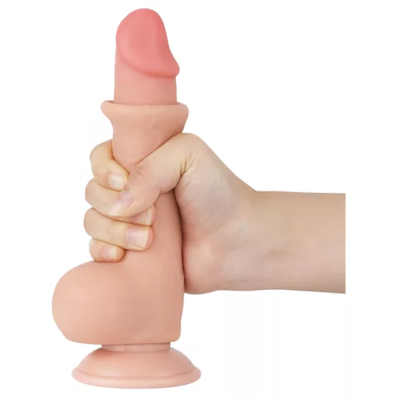 Sliding-Skin - dvouvrstvé dildo s přísavkou - 19,5 cm (tělová barva)