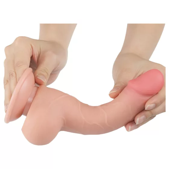 Sliding-Skin - dvouvrstvé dildo s přísavkou - 19,5 cm (tělová barva)