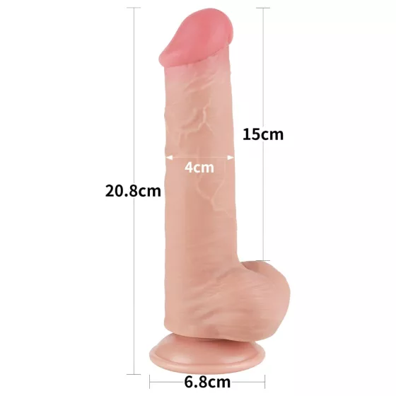 Lovetoy - realistický dvojvrstvý dildo s varlaty - 20,8 cm - tělová