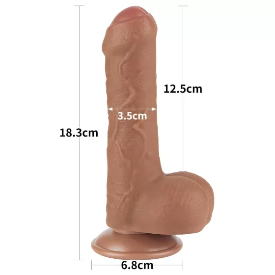 Lovetoy - dildo s varlaty - realistický dvouvrstvý - 18,3 cm - tělový