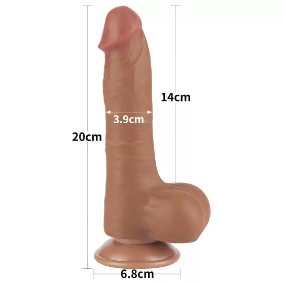Lovetoy - realistický dildo s varlaty - dvojitá vrstva - 20,8 cm - tmavá tělová