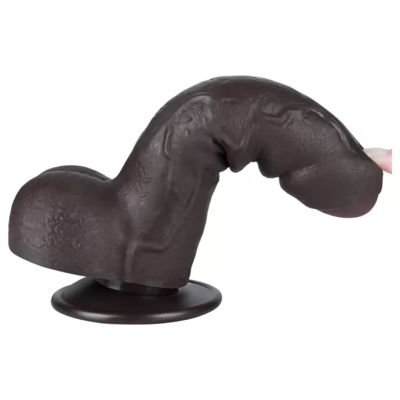Lovetoy - realistický dildo s varlaty - dvojitá vrstva - 18,3 cm hnědý