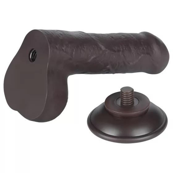 Lovetoy - realistický dildo s varlaty - dvojitá vrstva - 18,3 cm hnědý