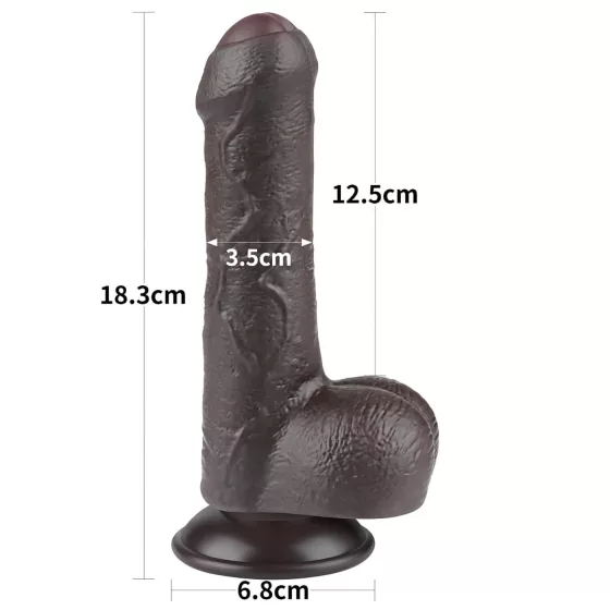 Lovetoy - realistický dildo s varlaty - dvojitá vrstva - 18,3 cm hnědý