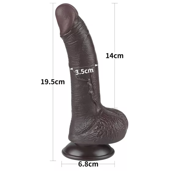 Sliding-Skin - dvouvrstvé dildo s přísavkou - 19,5 cm (hnědé)