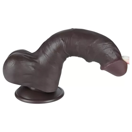 Lovetoy - realistický dildo s varlaty - dvouvrstvý - 20 cm - hnědý