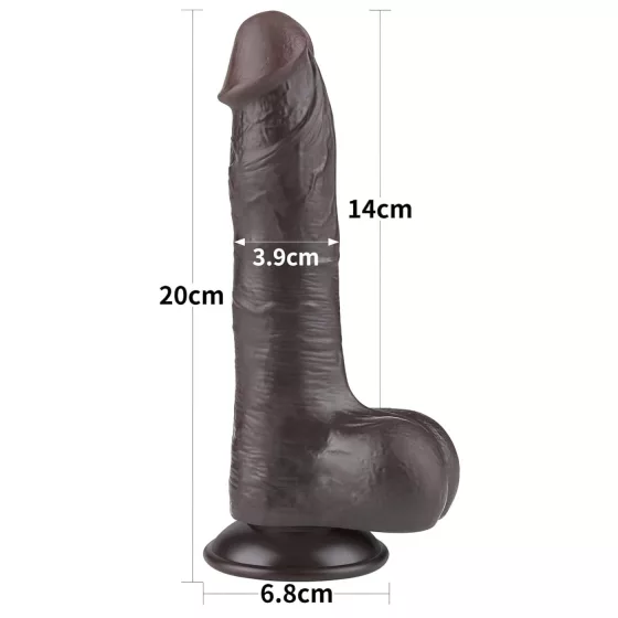 Lovetoy - realistický dildo s varlaty - dvouvrstvý - 20 cm - hnědý