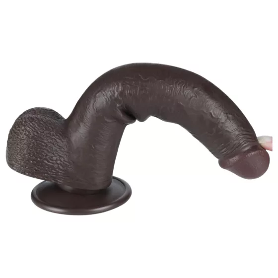 Sliding-Skin - přísavkový dvouvrstvý dildo - 20,8 cm (hnědý)