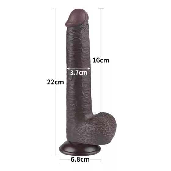 Sliding-Skin - přísavkový dvouvrstvý dildo - 20,8 cm (hnědý)