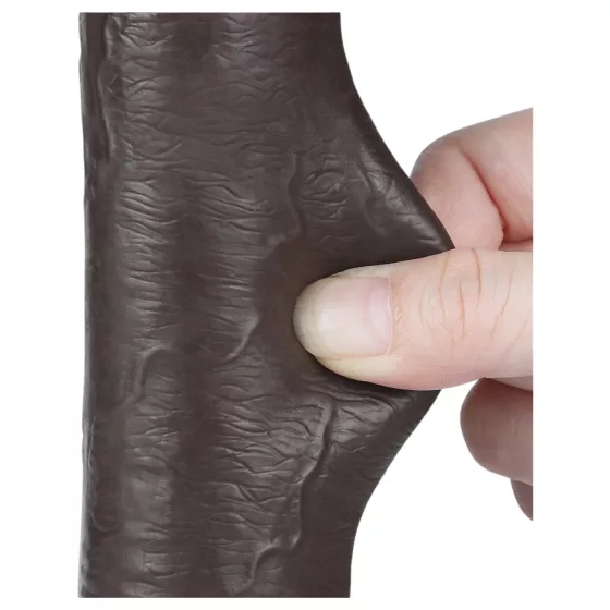 Sliding-Skin - přísavkový dvouvrstvý dildo - 20,8 cm (hnědý)