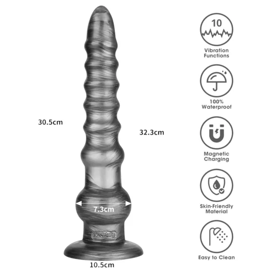 Lovetoy King Sized - vibrátor extra velký - 32 cm - šedý