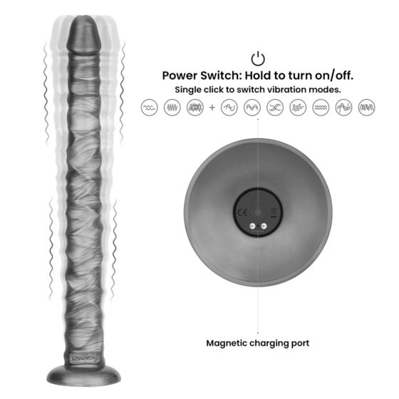 Lovetoy King Sized - extra velký vibrátor - 40,5 cm (šedý)