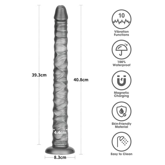 Lovetoy King Sized - extra velký vibrátor - 40,5 cm (šedý)