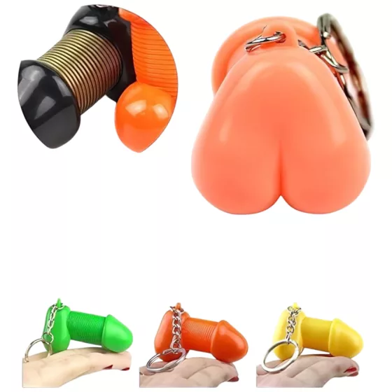 Roomfun - vtipný přívěsek na klíče ve tvaru penisu (oranžový)