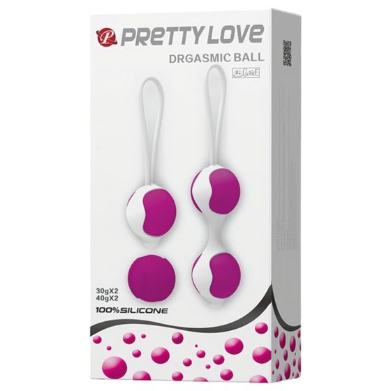 Pretty Love Orgasmic - variabilní sada venušiných kuliček (bílo-fialová)