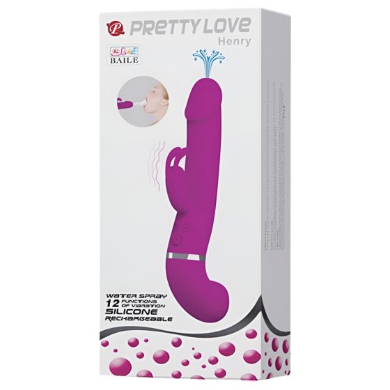 Pretty Love Henry - vibrátor s ramenem na klitoris a squirting funkcí (růžový)