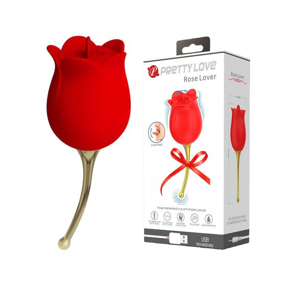 Pretty Love Rose Lover – jazýčkový 2v1 klitorální vibrátor (červený)