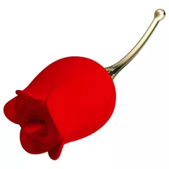   Pretty Love Rose Lover - vibrátor na klitoris s jazýčkem 2v1 - červený