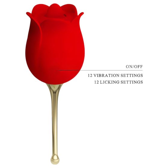 Pretty Love Rose Lover – jazýčkový 2v1 klitorální vibrátor (červený)