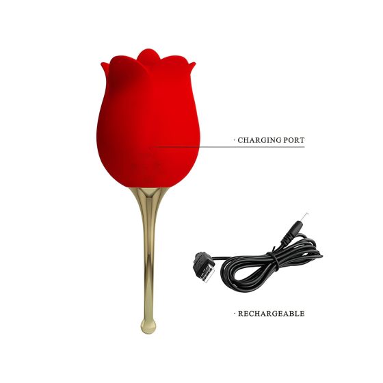Pretty Love Rose Lover – jazýčkový 2v1 klitorální vibrátor (červený)