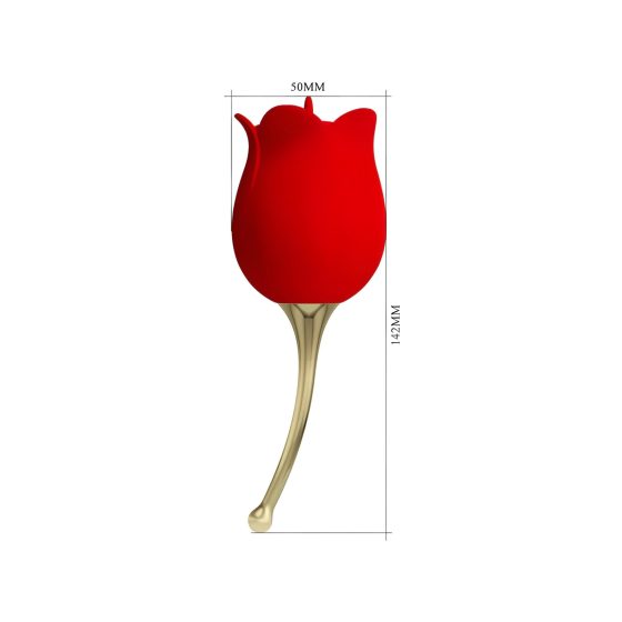 Pretty Love Rose Lover – jazýčkový 2v1 klitorální vibrátor (červený)