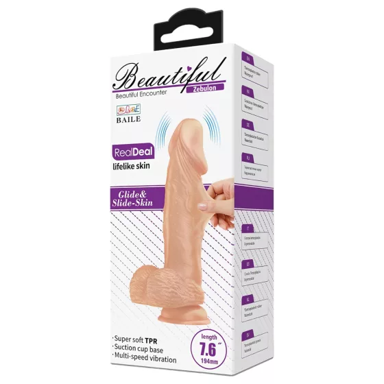 Baile Zebulon - realistický vibrátor s varlaty - 19 cm - tělová barva