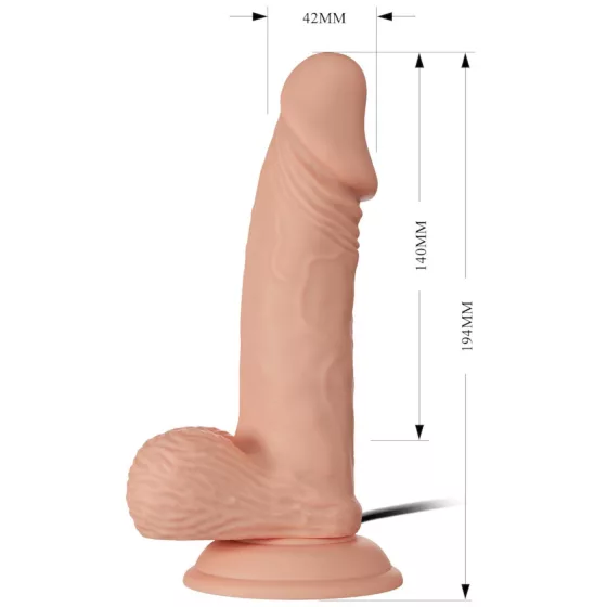 Baile Zebulon - realistický vibrátor s varlaty - 19 cm - tělová barva