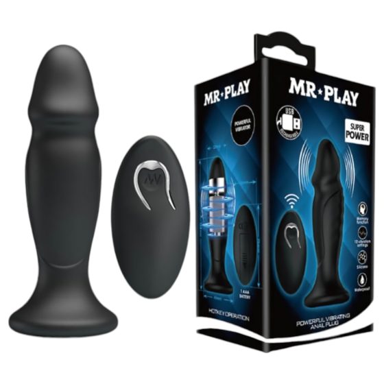 MR. PLAY - akumulátorový, rádiem ovládaný anální vibrátor (černý)