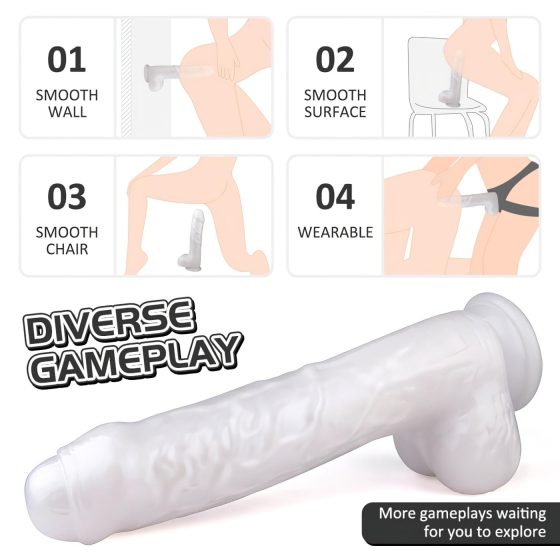 Sex HD Martin - realistické dildo s přísavkou a varlaty (bílé)