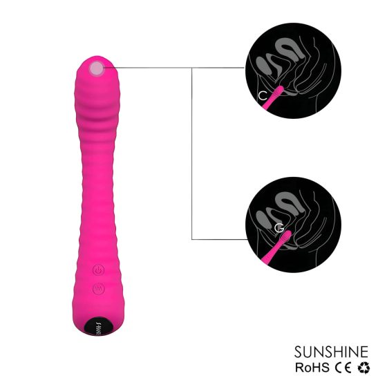 Sex HD Sunshine - akumulátorový, rýhovaný G-bod vibrátor (růžový)