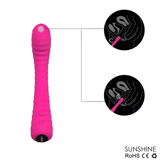 Sex HD Sunshine - vibrátor na G-bod s drážkami - dobíjecí - růžový