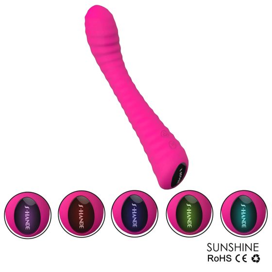 Sex HD Sunshine - akumulátorový, rýhovaný G-bod vibrátor (růžový)
