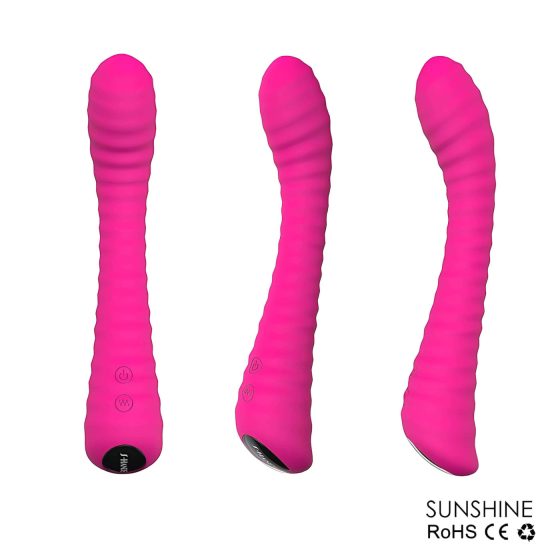 Sex HD Sunshine - akumulátorový, rýhovaný G-bod vibrátor (růžový)