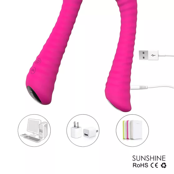 Sex HD Sunshine - vibrátor na G-bod s drážkami - dobíjecí - růžový