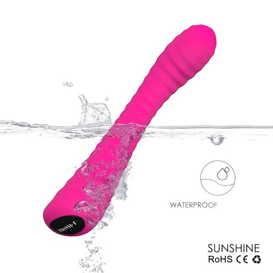 Sex HD Sunshine - akumulátorový, rýhovaný G-bod vibrátor (růžový)