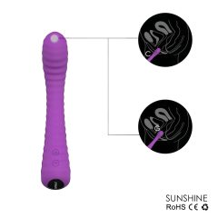   Sex HD Sunshine - akumulátorový, drážkovaný vibrátor na bod G (fialový)
