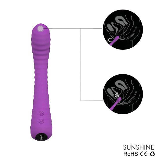 Sex HD Sunshine - akumulátorový, drážkovaný vibrátor na bod G (fialový)