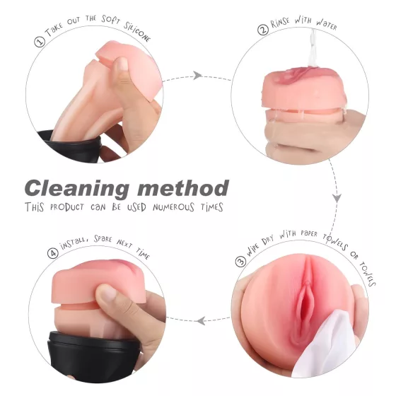 Sex HD Marcus - realistická umělá vagína v pouzdře - černá/béžová