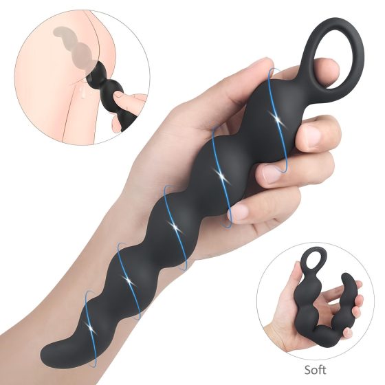 Sex HD Steven - anální dildo s perlami (černé)