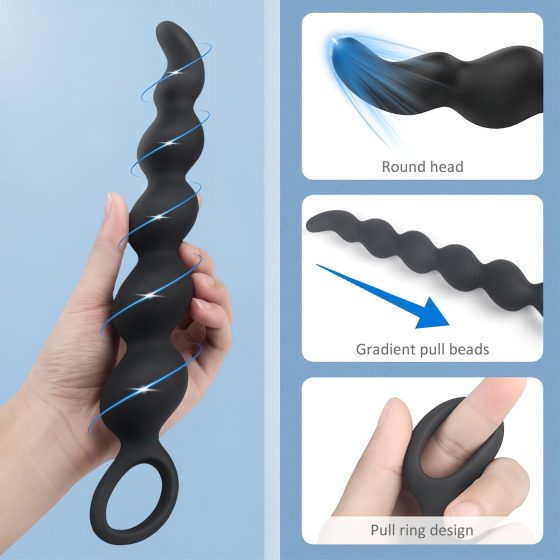 Sex HD Steven - anální dildo s perlami (černé)