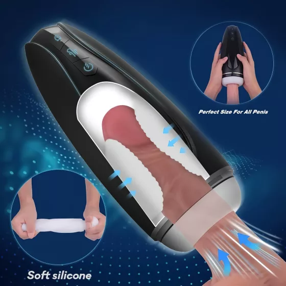 Sex HD Hawk - masturbátor s vibrací a sáním - dobíjecí - černobílý