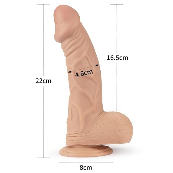 Lovetoy Real Extreme - přísavkový dildo - 23cm (přírodní)