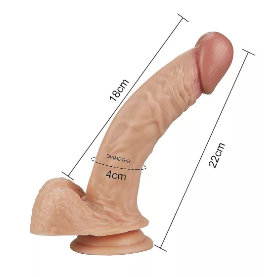 Lovetoy Real Extreme - dildo na bod G - 21 cm - tělová barva