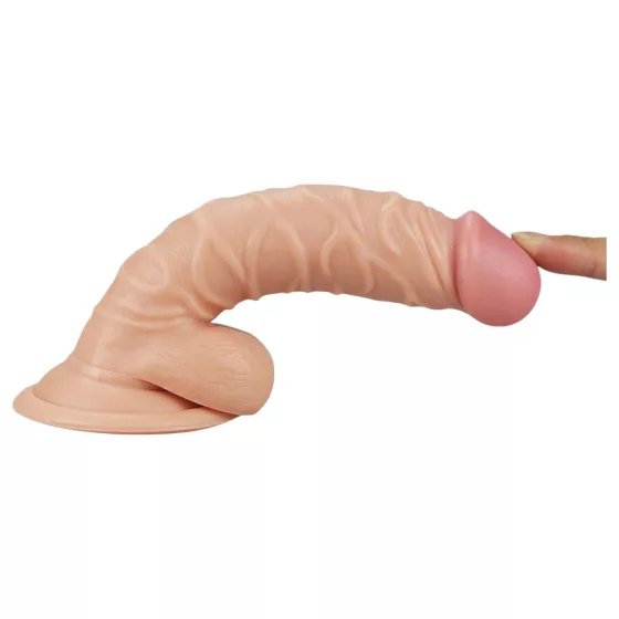 Real Extreme - dildo s přísavkou a varlaty na G‑bod - 19 cm (tělová barva)