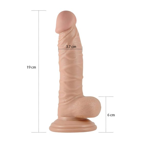 Lovetoy Real Extreme - přísavný dilda s varlaty a G-bodem - 19 cm (přírodní)