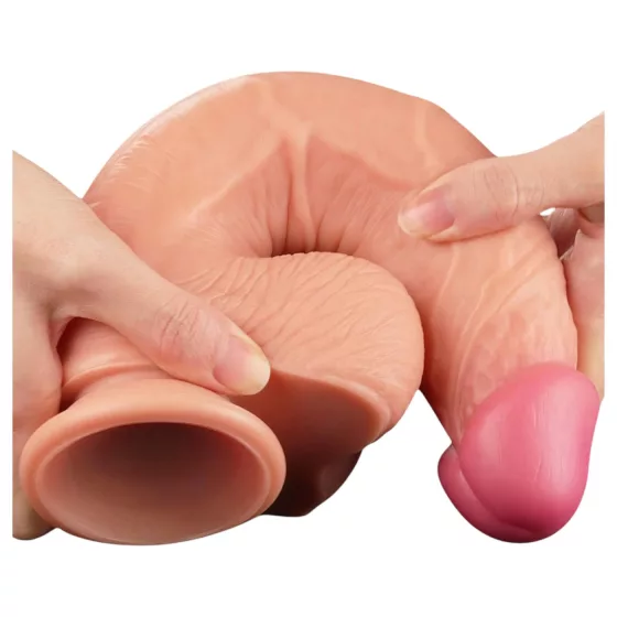 Lovetoy Nature Cock - realistický dvouvrstvý dildo - 25 cm - tělová barva