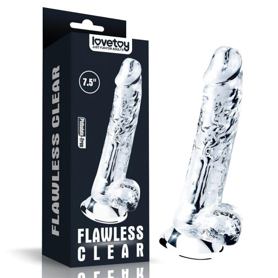 Lovetoy Flawless Clear - přísavkový dildo - 19 cm (průhledný)