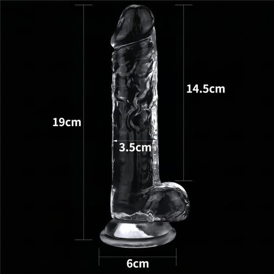 Lovetoy Flawless Clear - přísavkový dildo - 19 cm (průhledný)