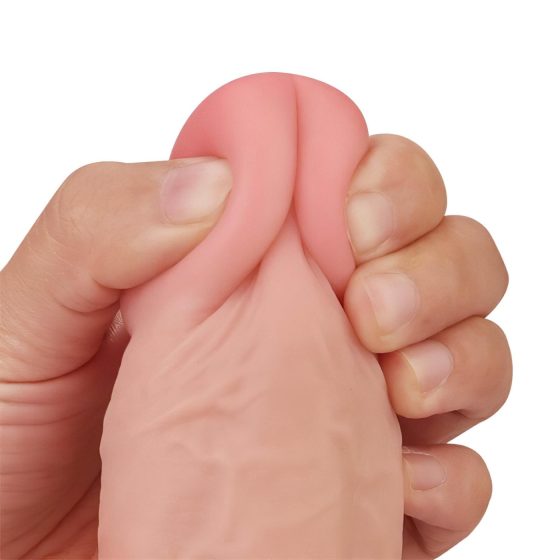 Lovetoy Sliding-Skin - dvouvrstvé přísavné dildo - 23 cm (přírodní)